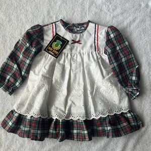 Glen Appin of Scotland Long Sleeve tartan print baby dress. Size 18 months